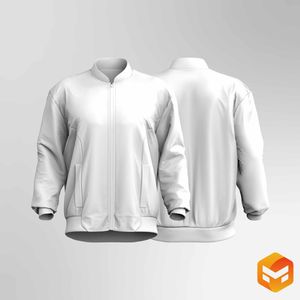 Mens Full Zip Drop Shoulder Bomber Jacket - 3D Garment