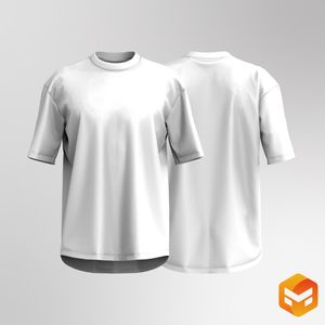 Mens High Neck Oversized Scallop Bottom Tee 3D Garment