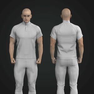 Mens High Neck Raglan Short Sleeve Scrub Top Tech Pack