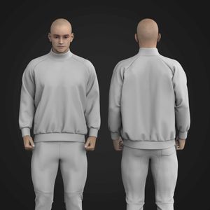 Mens High Neck Raglan Sleeve Oversized Sweater Tech Pack