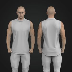 Mens High Neck Scallop Bottom Cut Off