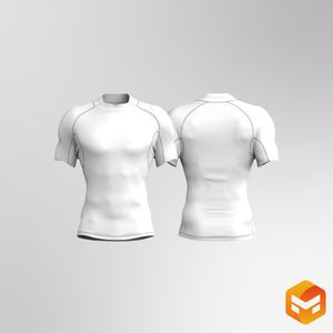 Mens Mock Neckline Short Sleeve Rashguard 3D Garment
