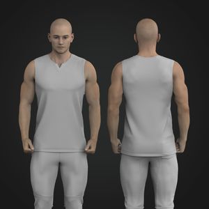 Men's Notched Neckline Sleeveless Tank Top Tech Pack
