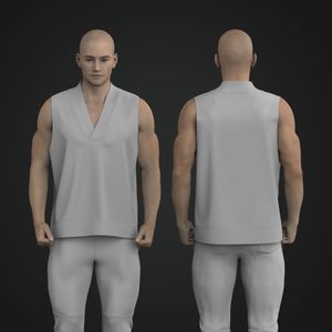 Mens Overlapping Oversized V-Shaped Collegiate Neckline Vest Tech Pack