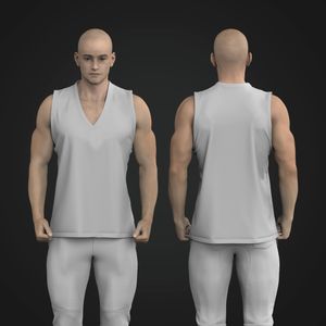 Mens Overlapping V-Shaped Neckline Relaxed Tank Top
