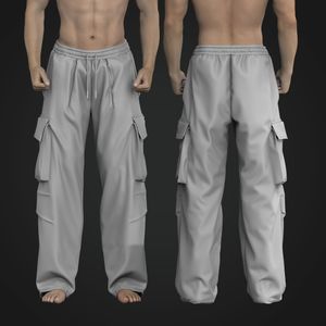 Mens Oversized Cargo Pleated Pants