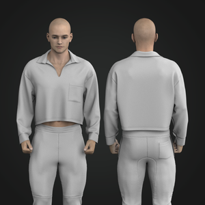 Mens Oversized Cropped Collared Shirt Tech Pack