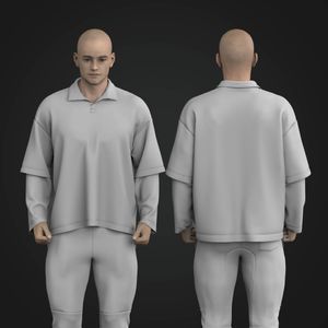 Mens Oversized Double Sleeve Polo Shirt Tech Pack