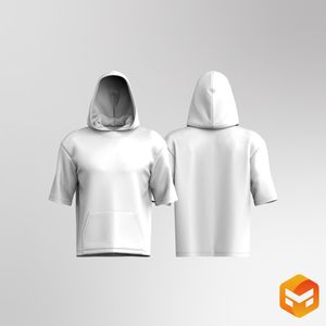 Mens Oversized Drop Shoulder Short Sleeve Hoodie 3D Garment