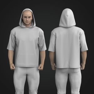 Mens Oversized Drop Shoulder Short Sleeve Hoodie Tech Pack