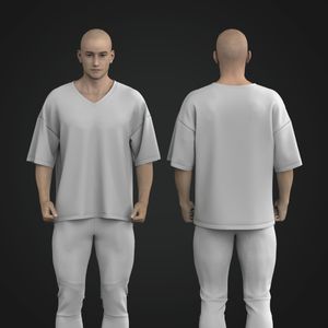 Mens Oversized Drop Shoulder V-Neck Tee Tech Pack