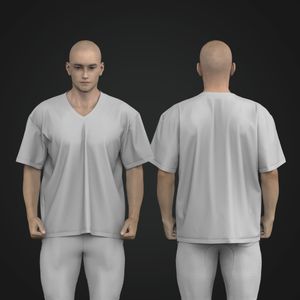 Mens Oversized Drop Shoulder V-Shaped Neckline Tee