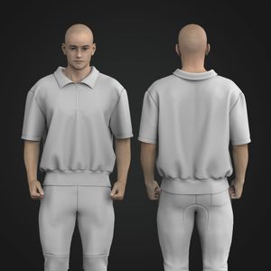 Mens Oversized Dropped Shoulder Banded Hem Elbow Length Sleeve Quarter Zip Tech Pack