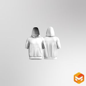 Mens Oversized Raglan Short Sleeve Banded Bottom Hoodie 3D Garment