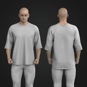 Mens Oversized Raglan Sleeve Scallop Bottom Tee Tech Pack