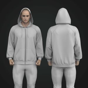 Mens Oversized Raglan Sleeve Zip Up Hoodie Tech Pack