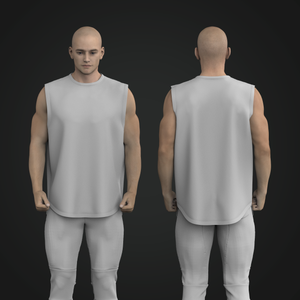 Mens Oversized Scallop Bottom Tank Top Tech Pack
