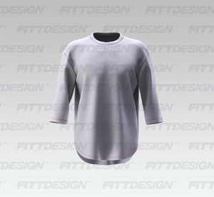 Mens Oversized Three Quarter Drop Shoulder Scallop Bottom Tee Smart Mockup