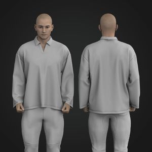 Mens Oversized V-Neck Polo Shirt Tech Pack
