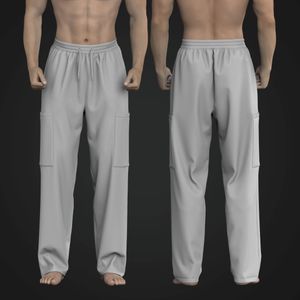 Mens Patched Pocket Relaxed Trousers