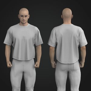 Mens Perforated Drop Shoulder Cropped Tee Tech Pack