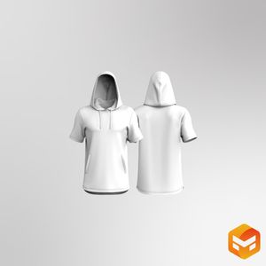 Mens Performance Set In Short Sleeve Scallop Bottom Hoodie 3D Garment