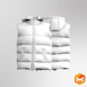 Mens Puffer Hooded Vest 3D Garment