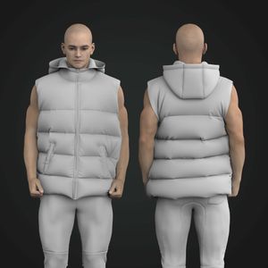 Mens Puffer Hooded Vest Tech Pack