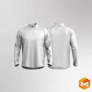 Mens Quarter Zip Baseball Bottom Relaxed Sweater 3D Garment