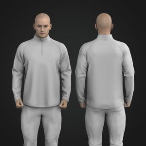 Mens Quarter Zip Baseball Bottom Relaxed Sweater Tech Pack
