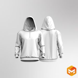 Mens Quarter Zip Drop Shoulder Oversized Hoodie 3D Garment