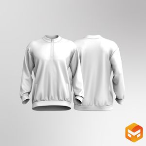 Mens Quarter Zip Drop Shoulder Oversized Sweater 3D Garment