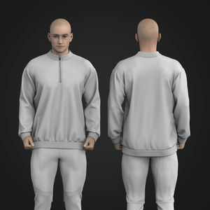 Mens Quarter Zip Drop Shoulder Oversized Sweater Tech Pack
