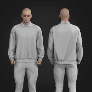 Mens Quarter Zip Drop Shoulder Sweater Tech Pack