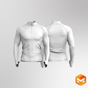 Mens Quarter Zip Raglan Runner Sleeve Fitted Tee 3D Garment