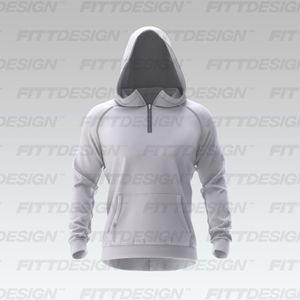 Mens Quarter Zip Raglan Sleeve Bi-panel Hoodie Smart Mockup