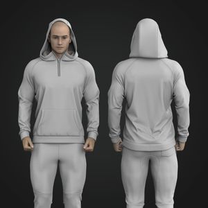 Mens Quarter Zip Raglan Sleeve Bi-Panel Hoodie Tech Pack
