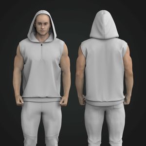 Mens Quarter Zip Sleeveless Hoodie Tech Pack