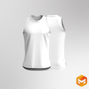 Mens Racer Back Split Hem Light Scallop Tank Top 3D Garment