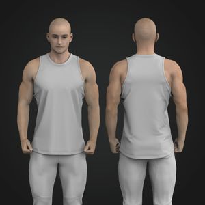 Mens Racer Back Split Hem Light Scallop Tank Top Tech Pack
