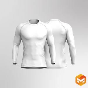 Mens Raglan Long Sleeve Crew Neck Compression Tee - 3D Garment