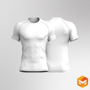 Mens Raglan Sleeve Crew Neck Compression Tee - 3D Garment