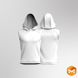 Mens Raised Turtle Neckline Split Hem Sleeveless Hoodie 3D Garment