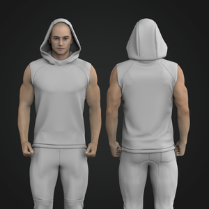 Mens Raised Turtle Neckline Split Hem Sleeveless Hoodie Tech Pack