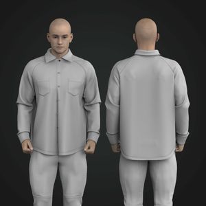 Mens Relaxed Raglan Long Sleeve Button Up Tee Tech Pack