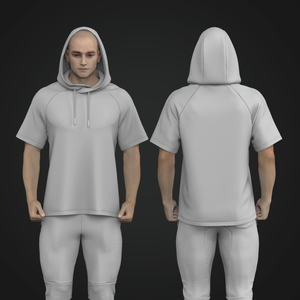 Mens Relaxed Raglan Short Sleeve Hoodie Tech Pack