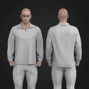 Mens Relaxed Raglan Sleeve Open Collar Shirt Tech Pack