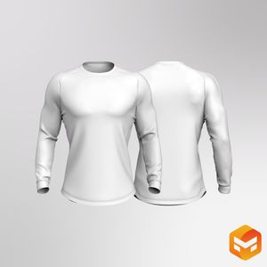 Mens Saddle Long Sleeve Relaxed Scallop Bottom Tee 3D Garment