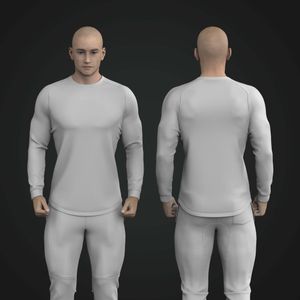 Mens Saddle Long Sleeve Relaxed Scallop Bottom Tee Tech Pack