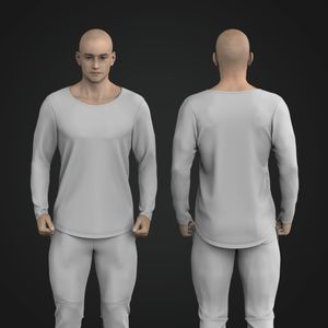 Mens Scoop Neckline Relaxed Scallop Bottom Tee Tech Pack